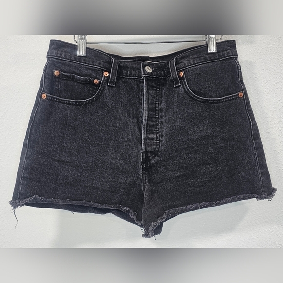 Levi's Pants - Levis Premium Women's Denim Big E Black Button Fly Ribcage Shorts Size 31